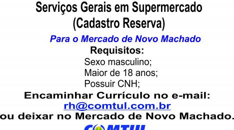 Recebimento de currículos.